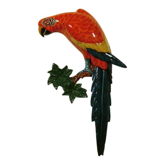 Tropical Rainforest Macaw Red Parrot Tiki Nursery Bath Wall Decor - Picture 1 of 4